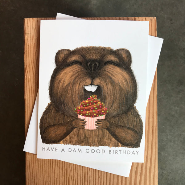 Birthday - Beaver with Cupcake