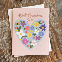 Best Grandma Ever Floral Heart